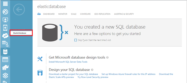 Elastic databaseの作成