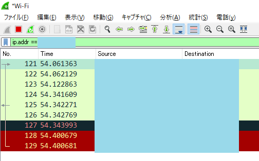 PReplayでのpcap再生結果