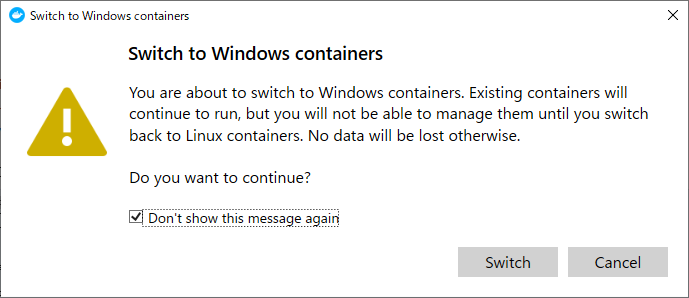 Switch to windows containers