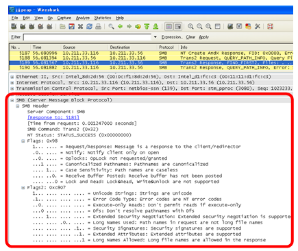 パケット詳細部（SMB）