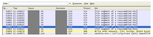 パケット一覧部