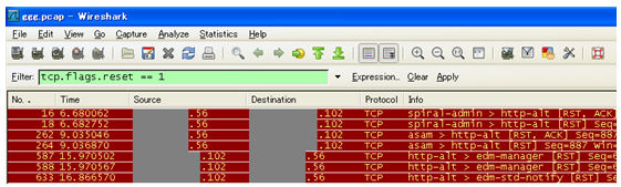 [RST]フラグがあるパケットをフィルタ
